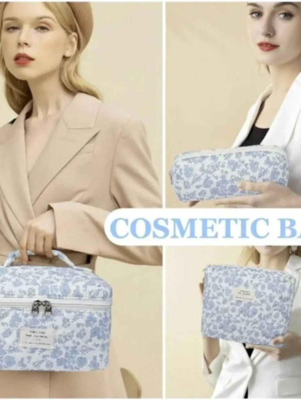 New in Bag, Senbowe foral quilted 3 piece makeup bag set